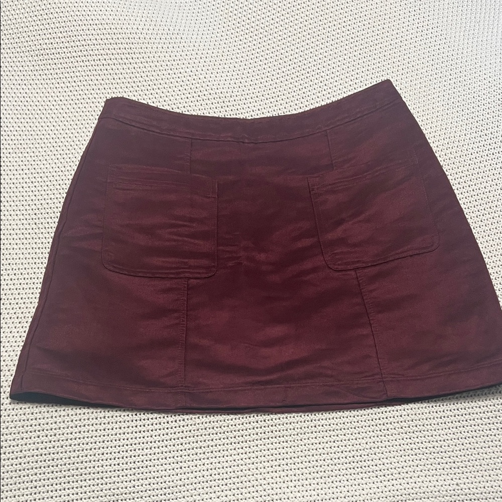 Faux Suede Burgundy Women's Skirt